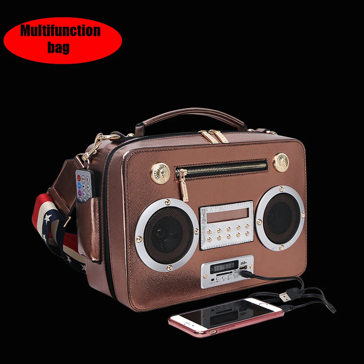

Multifunction creative Messenger shoulder bag handbag Can sing support Bluetooth radio U disk card free dropship welcome agent