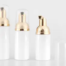 10 шт./лот пустой 30 мл/60 мл косметическое очищающее средство для лица моющий Крем пластик ПЭТ белый жидкое мыло Пена бутылка с золотой пенообразователь насос