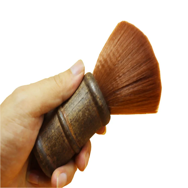 Щетка для чистки волос на шею, щетка для чистки, инструмент для парикмахерской, мягкая шерсть, деревянная ручка, Парикмахерская щетка для шеи, инструменты для чистки волос
