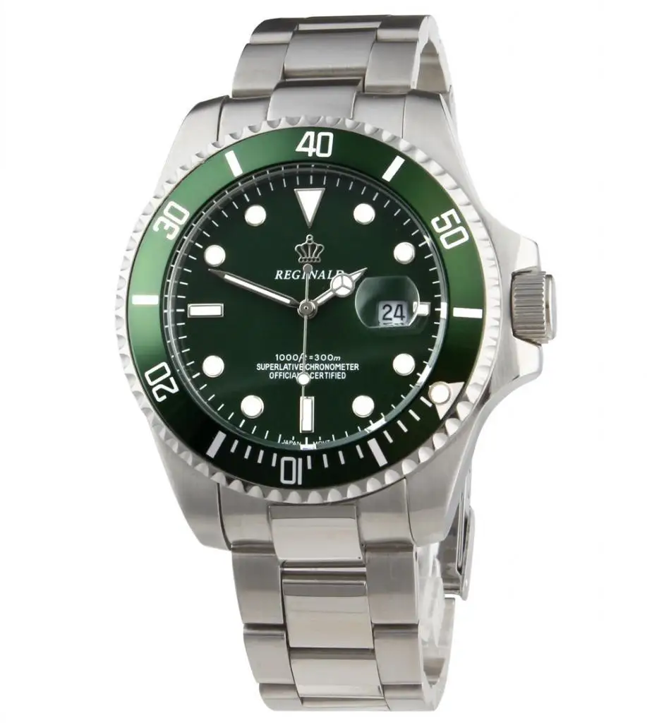 Luxusní hodinky Reginald Hodinky Muži otočný Bezel GMT Sapphire sklo Datum z nerezové oceli Ženy Mens Sport Quartz hodinky Reloj Hombre