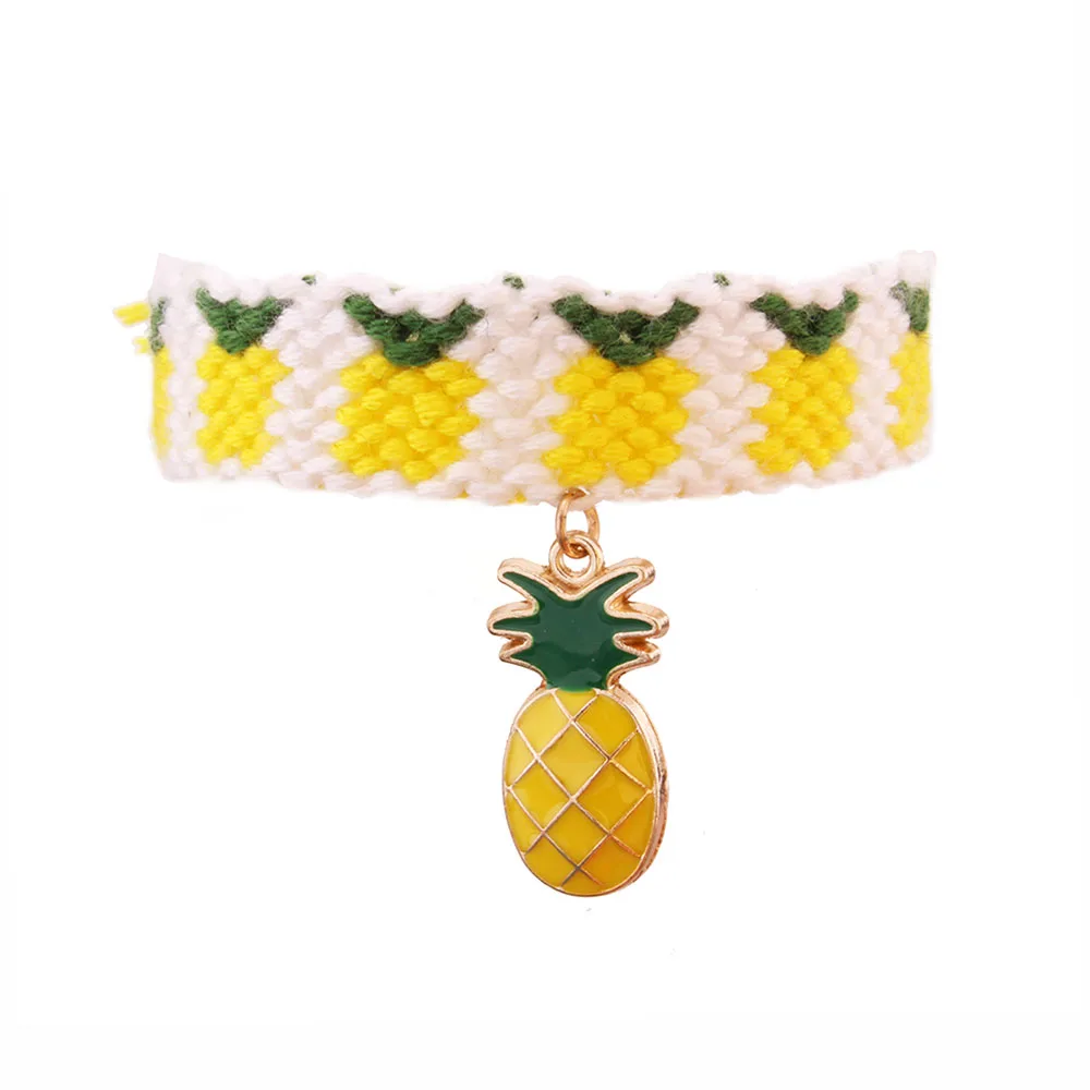 pineapple woven friendship bracelet yellow ananas charm Creative fruit
