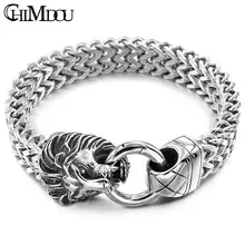 CHIMDOU модный мужской серебряный браслет из нержавеющей стали Ретро Классическая голова льва ювелирные изделия Новое поступление AB1361