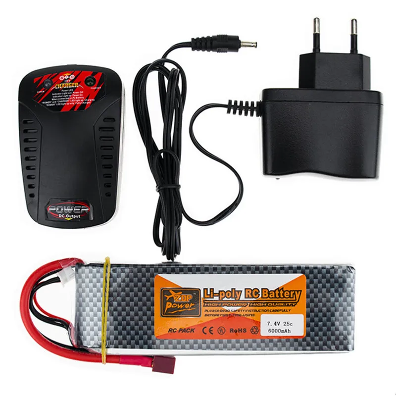 

2S 7.4V 6000Mah 25C RC lipo battery XT60 T plug with X8C charging set use for Helicopters Airplanes Vehicles Remote Control Toys