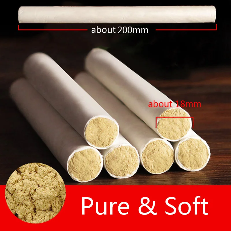 SHARE HO 50:1 Long Moxa Rolls Chinese Moxibustion Acupuncture Point Heating Therapy Pure Wormwood Stick 10 Years Old 10pcs