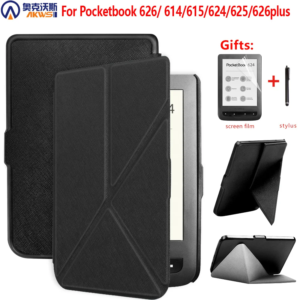 

PU Leather Case for Pocketbook 626 614 Plus 615 624 625, Protective Cover for Pocketbook Touch Lux 3 Ruby Red 6" Ereader