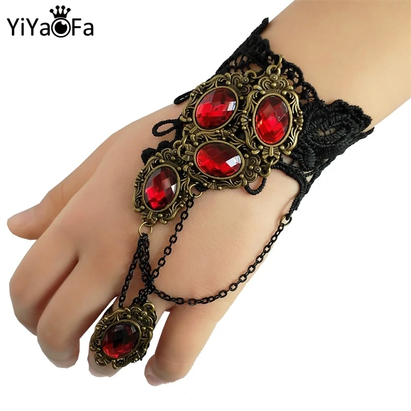 

YiYaoFa Handmade Vintage Black Lace Bracelets & Bangles for Women Wrist Jewelry Women Accessories Gothic Party Jewelry LB-24