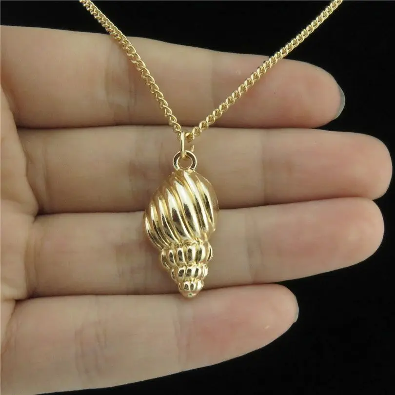 Q2152 Envío Libre KC Dorado Claro Caracol de Mar Colgante Los Encantos Joyería 18 ''Collar|necklace free shipping|collar necklacenecklace necklace - AliExpress