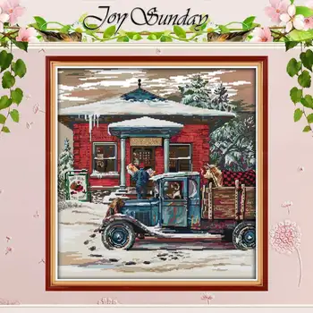 

Christmas Post Office counted Cross Stitch 11CT 14CT Cross Stitch Set Wholesale DIY Cross-stitch Kit Embroidery Needlework