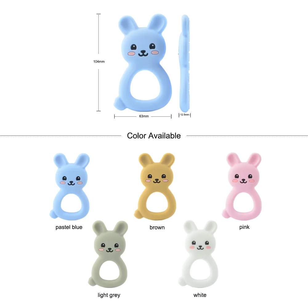 1PC Rabbite 실리콘 Teether 완구 목걸이 액세서리  씹는 장난감 동물의 실리콘 비즈 부드러운 teether DIY Baby Teething