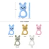 1PC Rabbite Silicone Teether Toys Necklace Accessories Infant Chew Toys Animal Silicone Beads Soft teether DIY Baby Teething 2