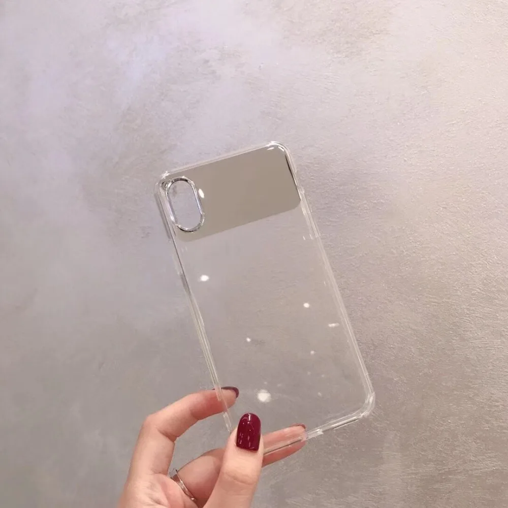 HUANQING Fashion mirror cell phone shell For X XR XS Max transparent For iPhone 6 6S 7 7Plus 8 8Plus Protective Cover case03