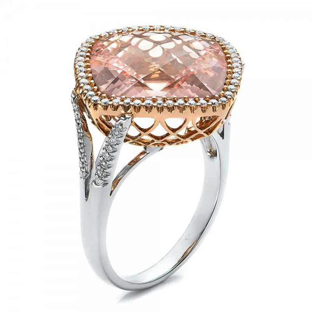 

4CT Big Champagne CZ Stone Ring Large Single Orange Crystal Cut Luxury Ring party Women silver color filled Jewelry