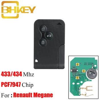 

BHKEY 10pcs*3 Button 433Mhz PCF7947 Chip with Emergency Insert Blade Smart Remote Key For Renault Megane Scenic 2003-2008 Card