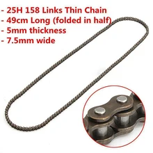 1pc 25H 158 Links Stainless steel Chain For 47/49cc Pocket Bike Mini Moto Quad Dirt ATV Scooter bike/Motorcycle Accessories