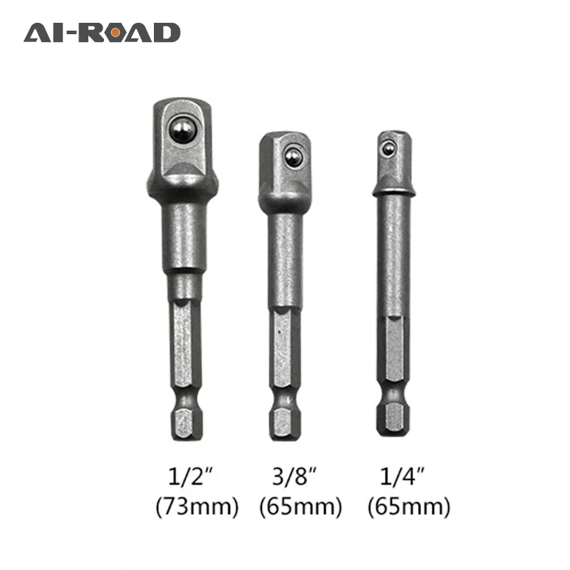 

3 PCS/Set Hexagonal Shank Square Head Socket Extension Bar Connecting Rod Sleeve Hex Universal Sleeve Connecting Rod PartsMulti