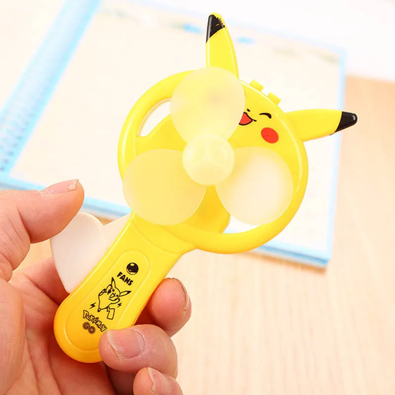 

2019 Summer Mini Cartoon Portable Fan Strong Wind Yellow Cute Pikachu Mini Handheld Press Fan Type Cartoon For Children Gift nID