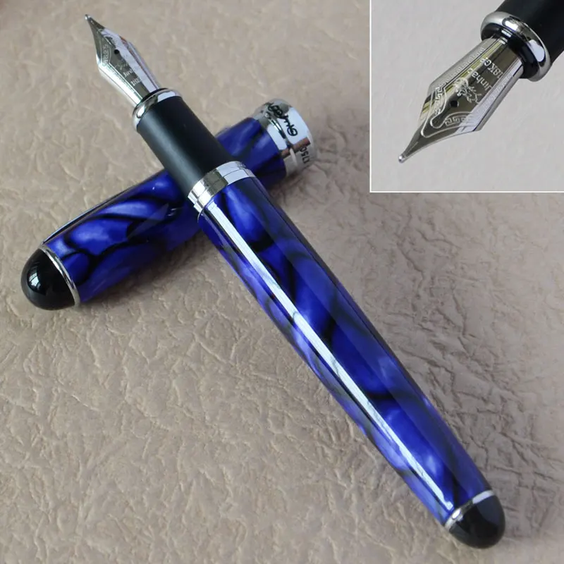 Благородный JINHAO X750 Королевский синий мрамор и серебро 0,7 мм перо с широким основанием авторучка черная пудра белый розовый серый 15 цветов для CHOOSE750