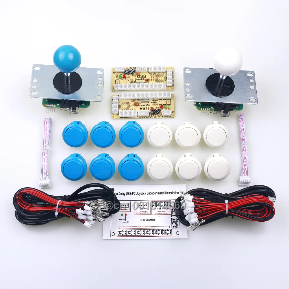 

Arcade USB MAME Cabinet 12 x Sanwa Button + 2 x Arcade Sanwa Stick + PC Encoder For Marvel vs Street fighter Game - White + Blue