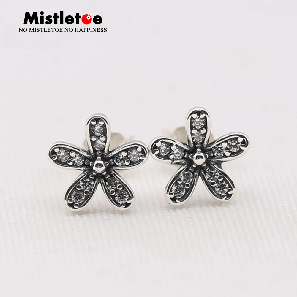

Authentic 925 Sterling Silver Dazzling Daisy, Clear CZ Stud Earring Compatible with European Jewelry