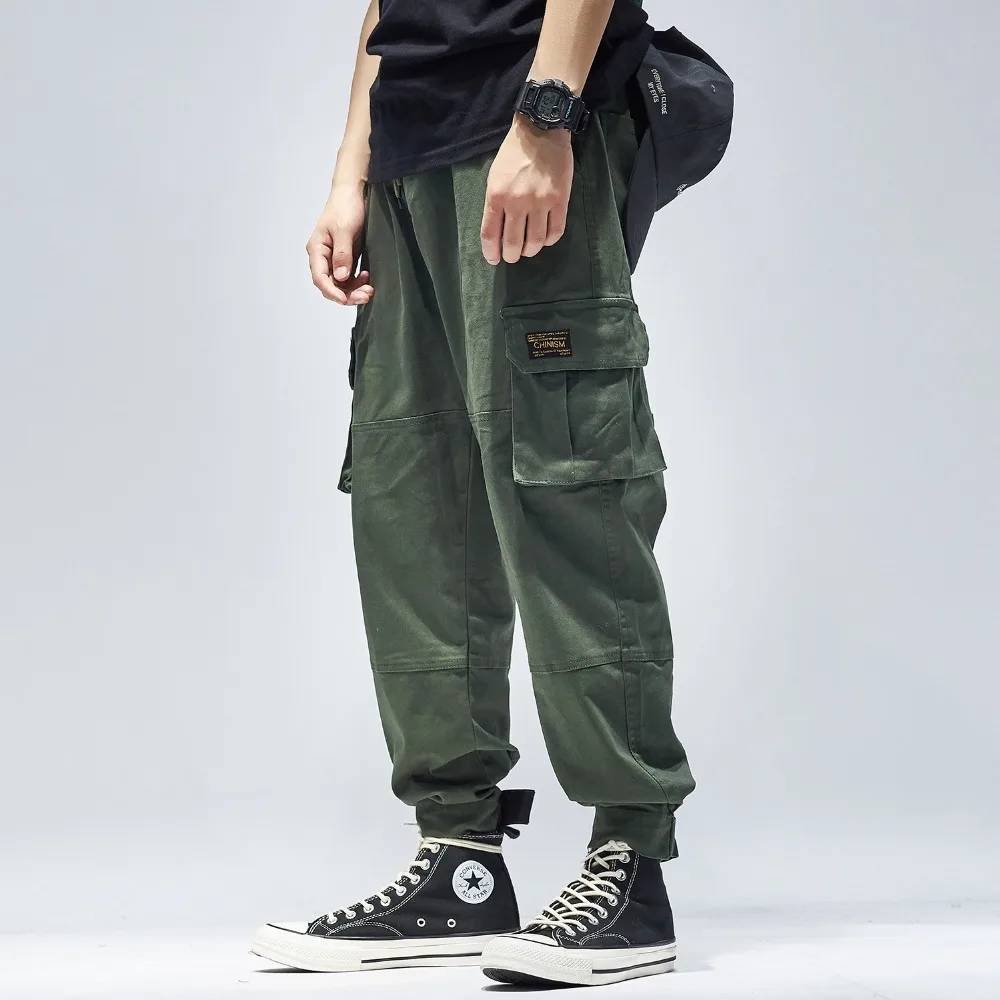 

Solid Color Harajuku Joggers Pants Men Army Green High Street Loose Camouflage Hip Hop Casual Pants Male Cargo Fashion Japanese