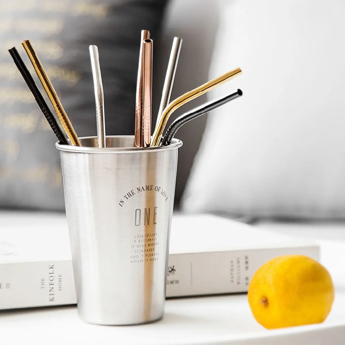 5pcs Stainless Steel Curved Straw / Straight Drinking With Cleaner Brush Tools Set Party Bar AccessoryFor YETI | Дом и сад