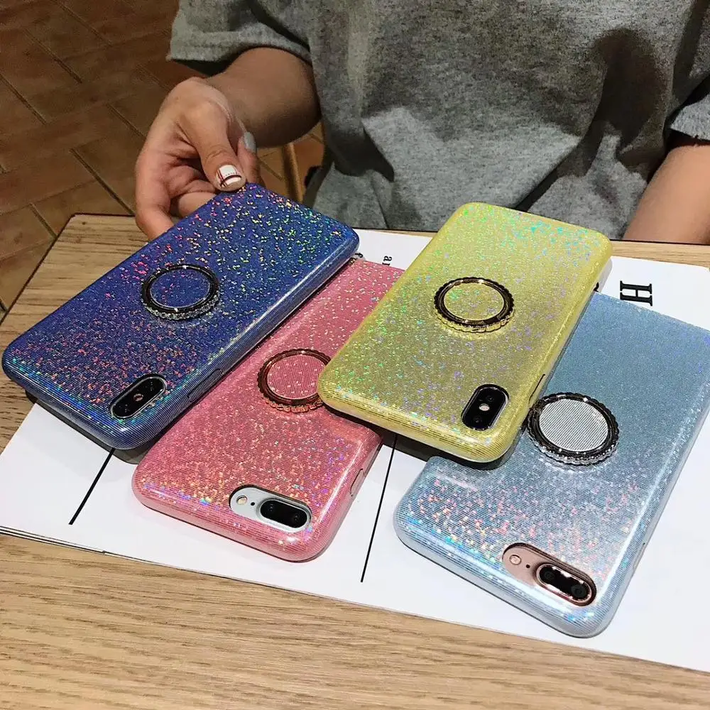 Модный милый чехол для iPhone XS Max XR X 8 7 6 6S Plus с градиентным кольцом-держателем ярких