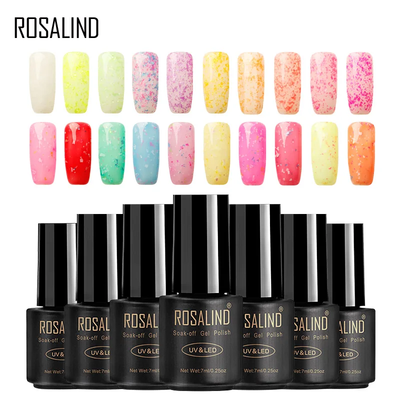 

ROSALIND Gel 1S Snowflake Semi Transparent Series Soak Off Gel Varnish Long-Lasting Nail Art Beauty Gel Nail Polish