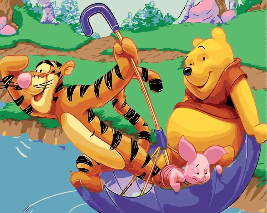 

Bear and Tiger Oil Painting picture By hand module Picture Coloring by Numbers Unique Gift Home Decoration for children room