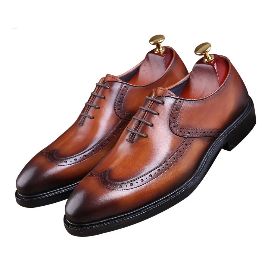 Նորաձևություն սև / շագանակագույն Goodyear Welt կոշիկներ oxfords տղամարդկանց հարսանեկան կոշիկներ իսկական կաշվե բիզնես կոշիկներ տղամարդկանց հագուստի կոշիկներ