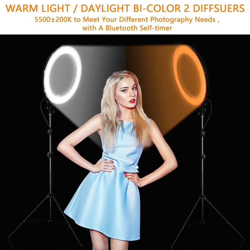  capsaver 18 inch LED Ring Light Camera Photo Studio Phone Video Lamp with Stand Makeup Mirror Porta