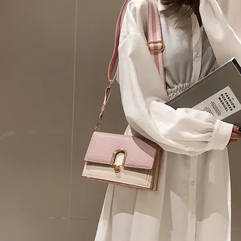 

Crossbody Single Shoulder Bag Plug Lock Small Square Handbag for Girls Women New