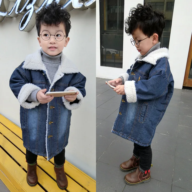 

2017 New Winter Coat Thick Kids Boys and Girls Thick Coat Cowboy Fleece Boys Outwear