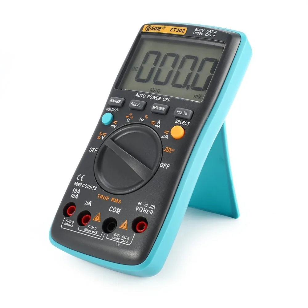 BSIDE ZT302 Digital Multimeter 9999 Count True RMS AC/DC Volt Amp Ohm Capacitance Frequency Duty Cycle Diode Continuity Tester