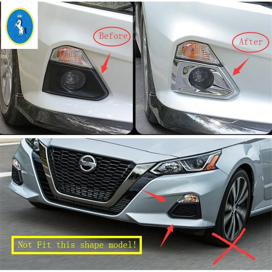 

Yimaautotrims Front Head Fog Lights Lamp Decoration Cover Trim 2 Pcs Chrome Bright Style Fit For Nissan Teana / Altima 2019 ABS