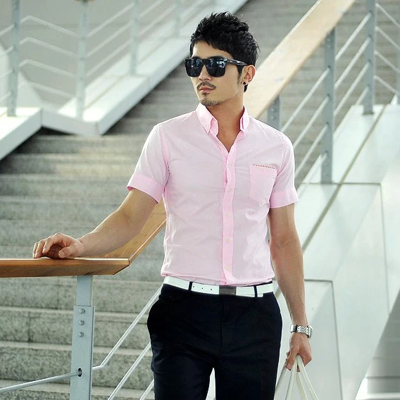 Wholesale Retail men's fashion shirt men solid color shirts Summer men's shirt short-sleeved Casual Shirts men plus size 4XL