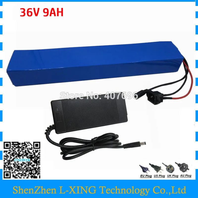 

Free customs fee 36V 9AH lithium battery 36V9AH ebike battery with PVC Case use for panasonic cell 15A BMS with 2A Charger