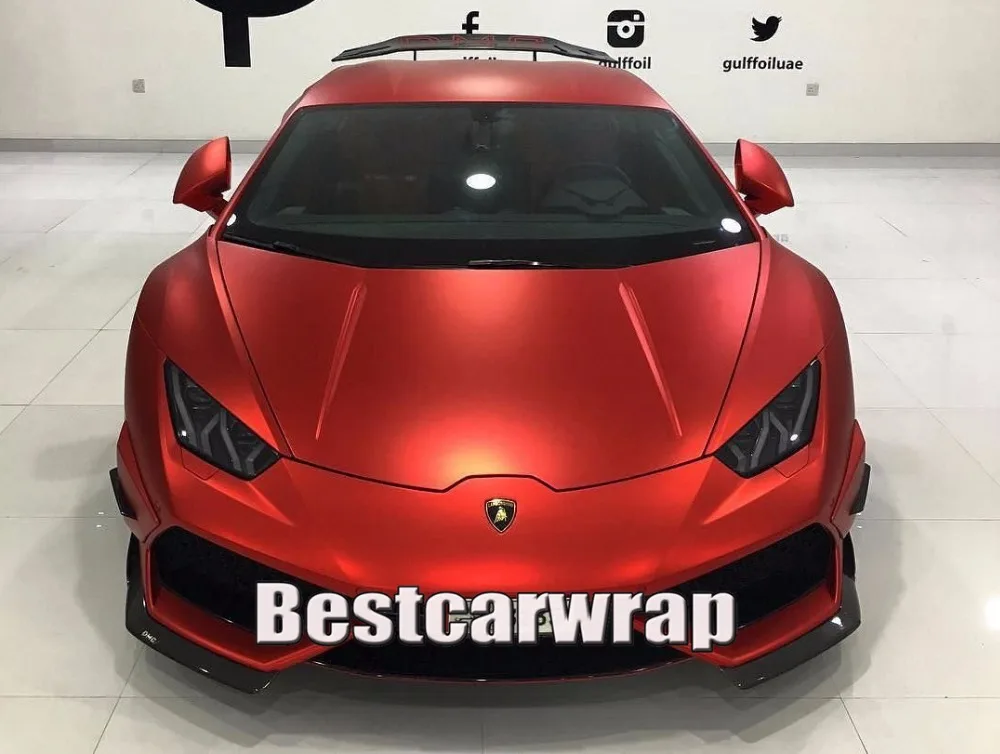 

New Satin Chrome Red Vinyl For Car Wrap with air bubble Free For Luxury Vehicle Covering foil air release 1.52x20m/Roll