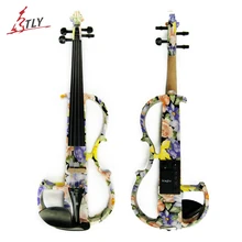 Kinglos передовая электрическая художественная скрипка цветные цветы окрашенная твердая древесина Тихая скрипка 4/4 эбеновые крепления w/части(DSG-1101