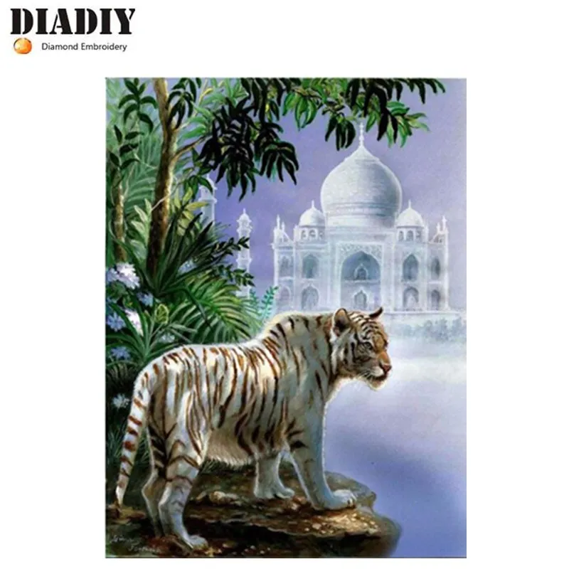 5d diy diamond painting cross stitch kit Diamond embroidery landscape Tiger castle picture mosaic pattern gift | Дом и сад