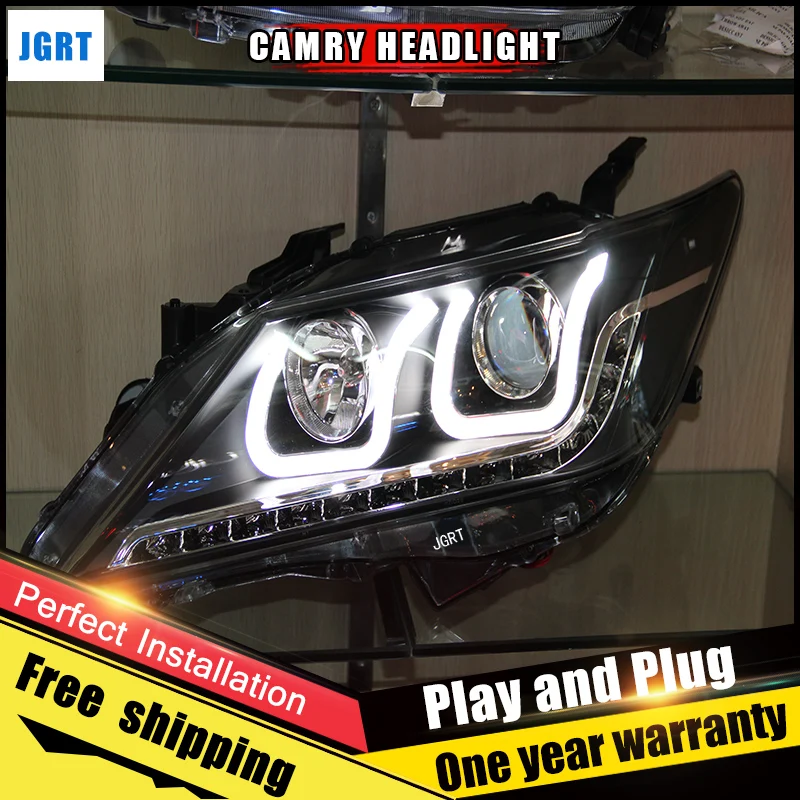 

2PCS Car Style LED headlights for Toyota Camry 2012-2014 for Camry head lamp LED DRL Lens Double Beam H7 HID Xenon bi xenon lens