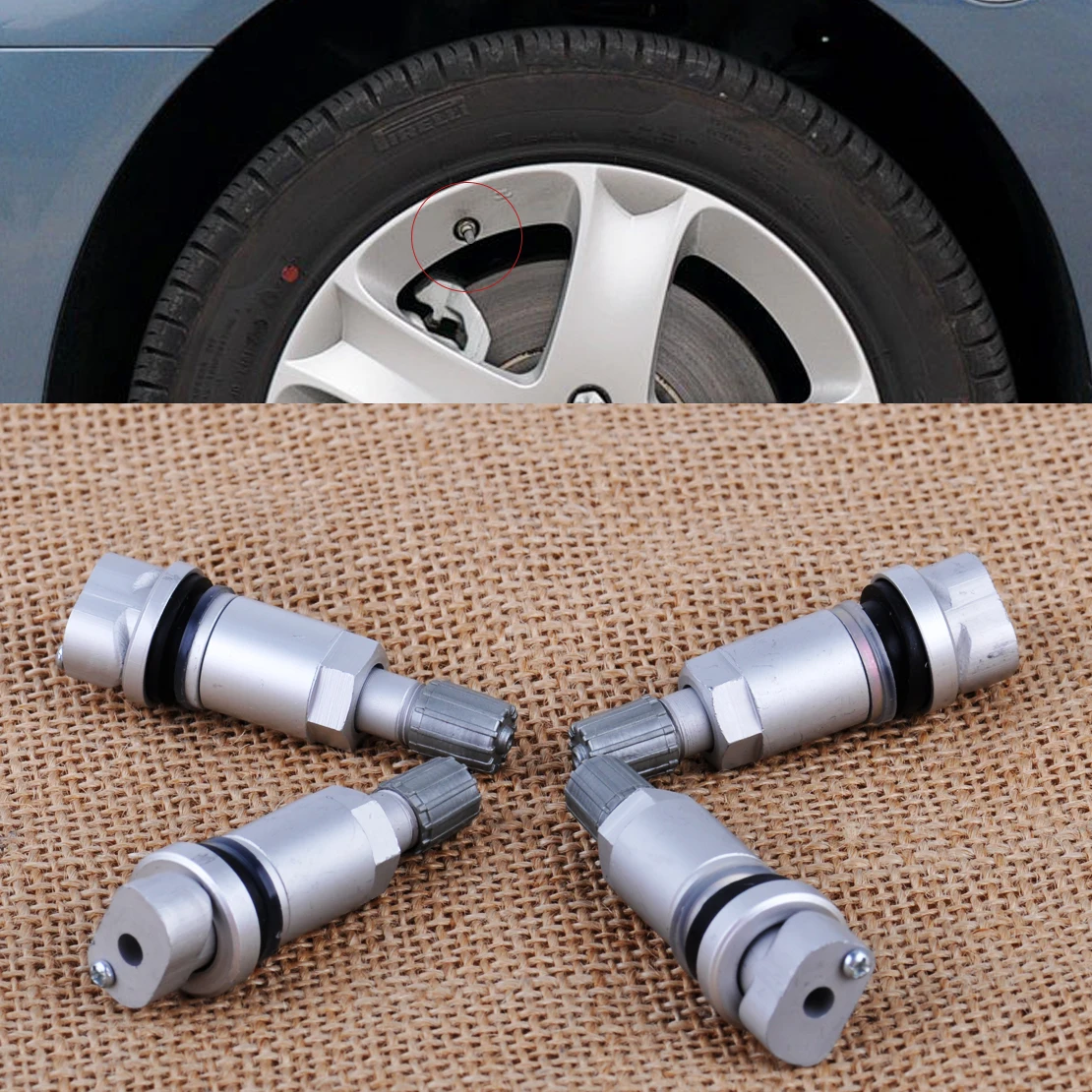 

CITALL 4PCS TPMS Tyre Tire Pressure Sensor Valve Stem Repair Kit Fit for Peugeot 407 407SW 2005 2006 2007 2008 2009 2010
