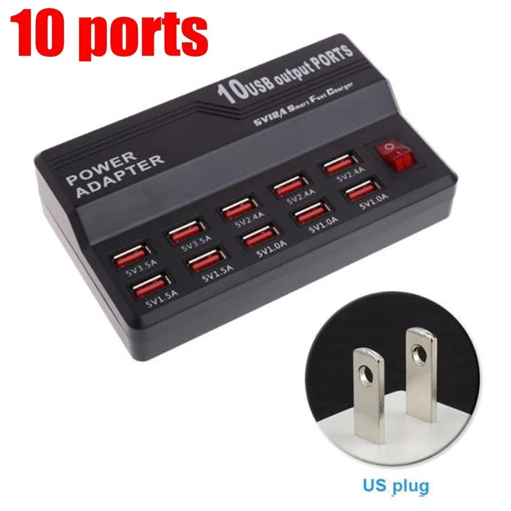 10 usb портов мобильный телефон планшет Смарт Быстрое настольное зарядное устройство телефон часы камера зарядное устройство с адаптером станция
