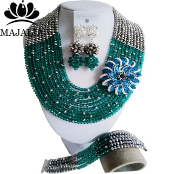 

Majalia African Army green silver Women Jewelry Set Nigeria Wedding Jewelry Sets 10CS0025