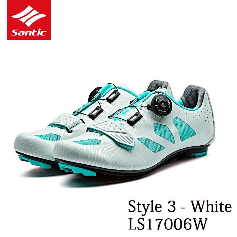 SANTIC/Обувь для велоспорта; обувь для шоссейного велосипеда; обувь для мужчин и женщин; обувь для верховой езды с автофиксацией; дышащая обувь на нейлоновой подошве; Профессиональные гоночные кроссовки; 4 вида стилей - Цвет: Style 3-White