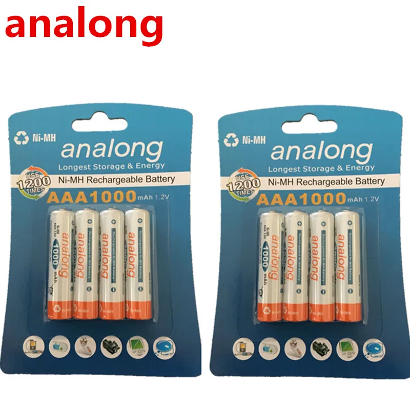 Analong 1,2 v AAA 3A NIMH 1000mah AAA аккумуляторная батарея aaa Batteria ni-mh аккумуляторная батарея - Цвет: 8pcs