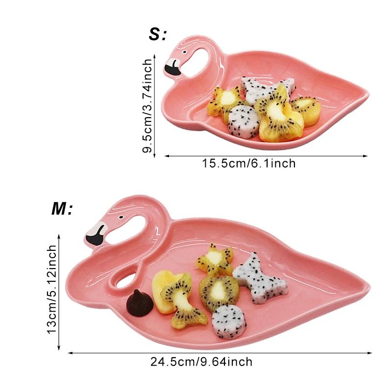 Наборы керамических тарелок с 3D фламинго, тарелки, декоративные тарелки, фруктовые закуски, десерт, еда, ужин, китайская посуда, аксессуары, товары