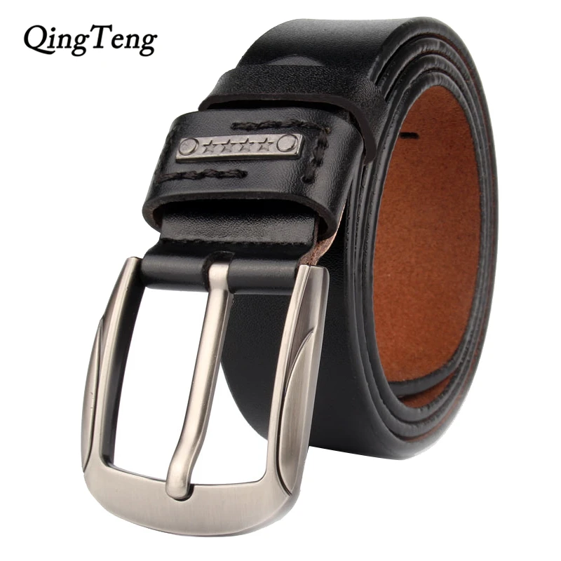 

New Cow Genuine Leather Belts Men Fashion Designer Star Pin Buckle Jeans Strap High Quality Cowboy Big Size Belt Dropshipping