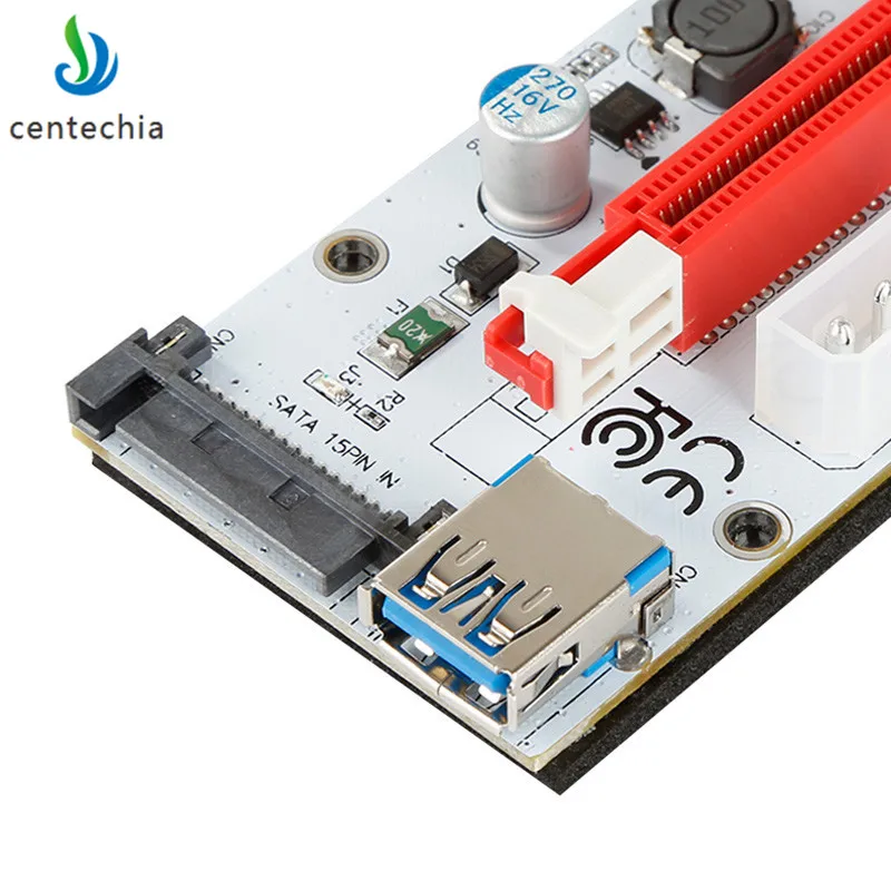 008 PCI E Express 1x до 16x Райзер карта USB3.0 удлинитель кабеля для майнера SATA 4PIN 6PIN адаптер