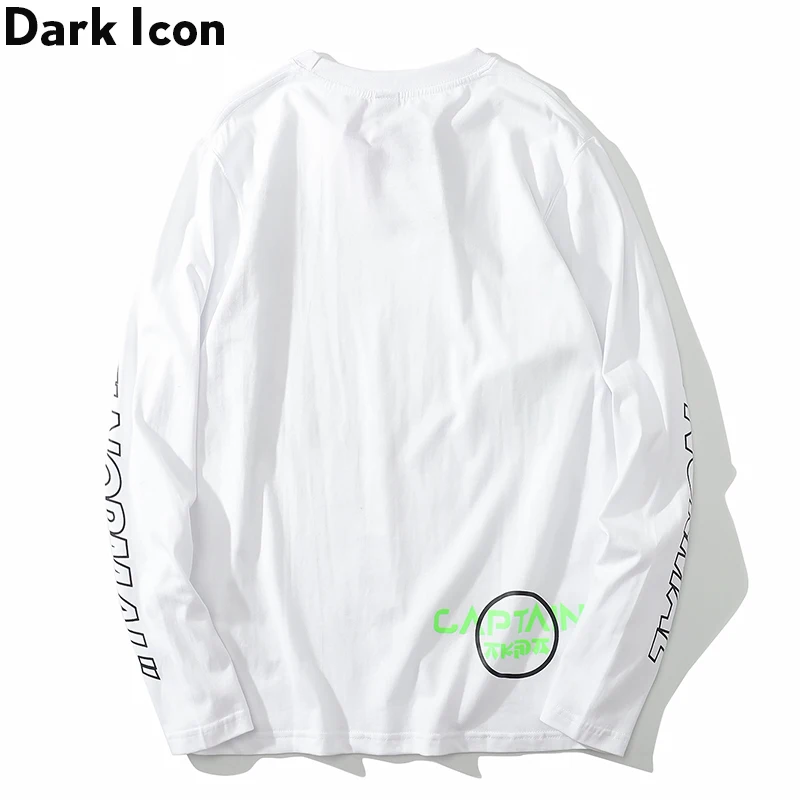 Мужская футболка с длинным рукавом Dark Icon в стиле хип хоп принтом Captain Line желтая