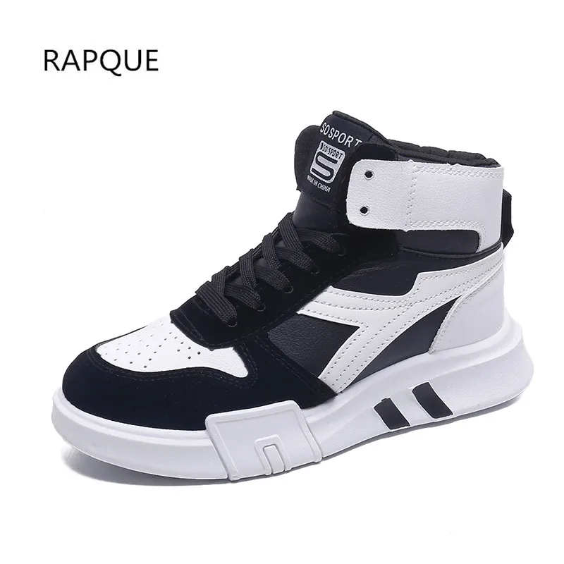 

Black Shoes Woman Designer Sneakers High Top Winter Women's Footwear Ladies Shoes Light Comfortable Black White Fur walking cool